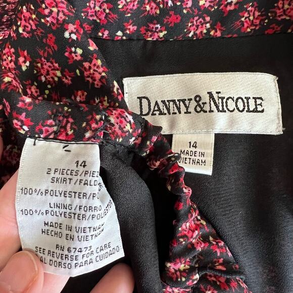 Vintage Y2K Danny & Nicole Floral Peplum Blouse with and Midi Aline Skirt Set 14 - Picture 14 of 15
